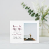 Mauve Love is Patiënt, maar we zijn niet in opkoms Aankondigingskaart (Staand voorkant)