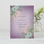 Mauve Lumineus Botanisch Bruiloftsdecor Kaart (Staand voorkant)