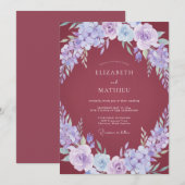 Mauve Maartsbloem Bruiloft Kaart (Voorkant / Achterkant)