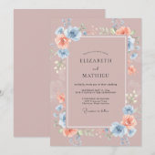 Mauve Maartsviolette Bloemblad Bruiloft Kaart (Voorkant / Achterkant)