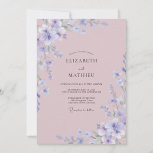 Mauve Maartsviooltje Wilde Bloemen Bruiloft Kaart