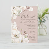 Mauve Magnolia Bloem Bruids Thee Kaart (Staand voorkant)