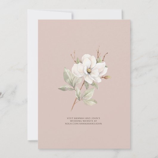 Mauve Magnolia Bloem Bruids Thee Kaart (Achterkant)