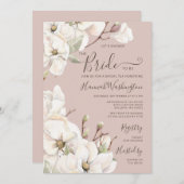 Mauve Magnolia Bloem Bruids Thee Kaart (Voorkant / Achterkant)