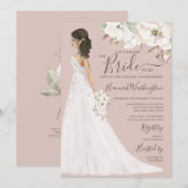 Mauve Magnolia Bride in Glitter Gown Bridal Tea Kaart (Voorkant / Achterkant)