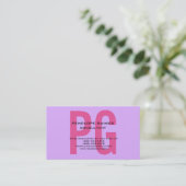 Mauve Mallow Pink Origineel Klassiek Chic Monogram Visitekaartje (Staand voorkant)