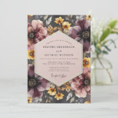 Mauve & Marigold Sombere Bruiloft Kaart (Staand voorkant)
