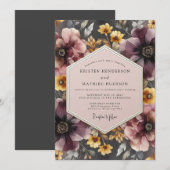 Mauve & Marigold Sombere Bruiloft Kaart (Voorkant / Achterkant)