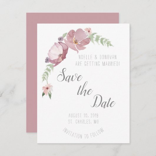 Mauve Meadows | De datumkaart opslaan Save The Date (Voorkant / Achterkant)