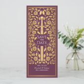 Mauve Medieval Sword sparen de Uitnodiging van de  (Staand voorkant)