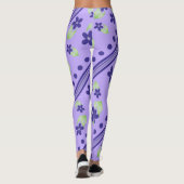 Mauve met Paarse bloemen Leggings (Achterkant)