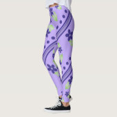 Mauve met Paarse bloemen Leggings (Links)