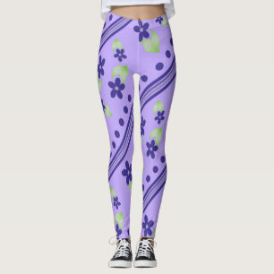 Mauve met Paarse bloemen Leggings