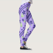 Mauve met Paarse bloemen Leggings (Rechts)