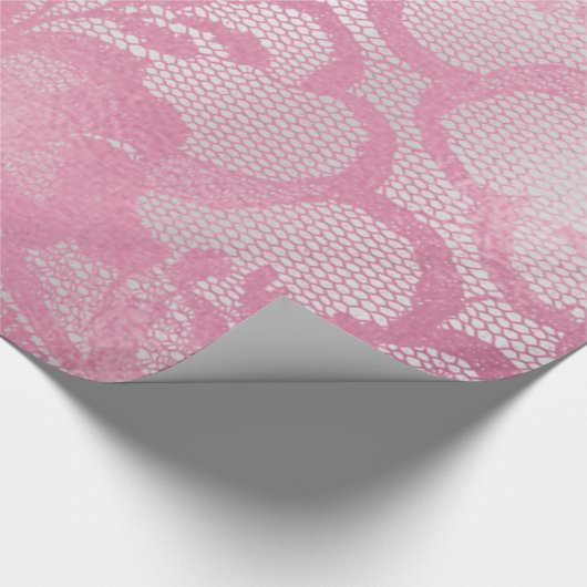 Mauve Metallic Grijs Roze Rose Bruids Bloemen Kant Cadeaupapier (Hoek)