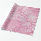 Mauve Metallic Grijs Roze Rose Bruids Bloemen Kant Cadeaupapier (Uitgerold)
