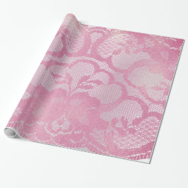 Mauve Metallic Grijs Roze Rose Bruids Bloemen Kant Cadeaupapier