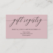 Mauve Minimalist Calligraphy Cadeau Registry Informatiekaartje (Voorkant)