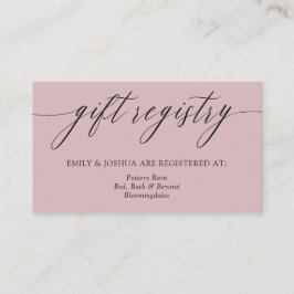 Mauve Minimalist Calligraphy Cadeau Registry Informatiekaartje