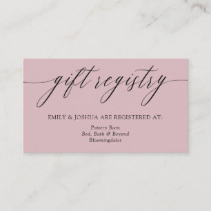 Mauve Minimalist Calligraphy Cadeau Registry Informatiekaartje