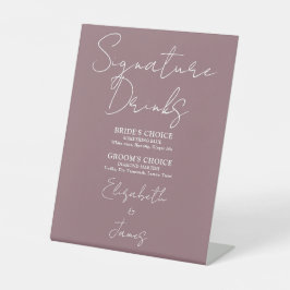Mauve Minimalist Script Signature Drinken Reclamebord Met Voetstuk