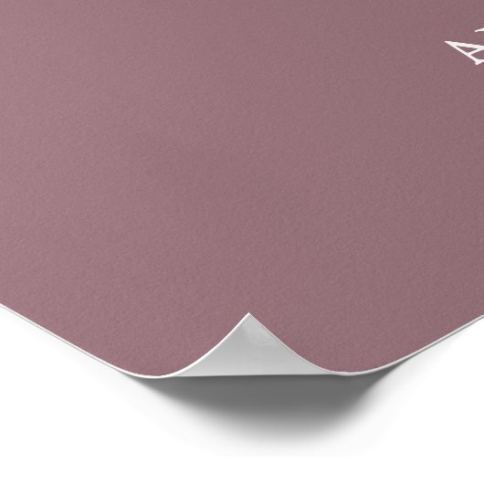 Mauve Minimalist Script Wedding Welkomstbord Poster (Hoek)