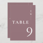 Mauve Minimalistisch Modern Monogram Tafelnummer (Voorkant / Achterkant)