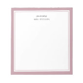 Mauve minimalistisch monogram leraar cadeau notitieblok (Voorkant)