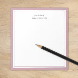 Mauve minimalistisch monogram leraar cadeau notitieblok<br><div class="desc">Modern minimalistisch grensontwerp in een verscheidenheid van trending kleuren. Personaliseer het met jouw naam monogram of andere aangepaste tekst. Gebruik de ontwerpgereedschappen om uw eigen lettertypen en achtergrondkleuren te kiezen. Schattige en eenvoudig cadeau-idee voor docenten of persoonlijke briefpapier voor iedereen die graag georganiseerd blijft.</div>