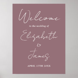 Mauve Minimalistisch Script Bruiloft Welkom Bord Poster