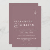 Mauve minimalistische moderne monogram elegante br kaart (Voorkant / Achterkant)