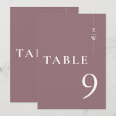 Mauve Minimalistische Moderne Monogram Tafelnummer (Voorkant / Achterkant)