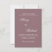 Mauve Minimalistische Save The Date Kaart (Voorkant)