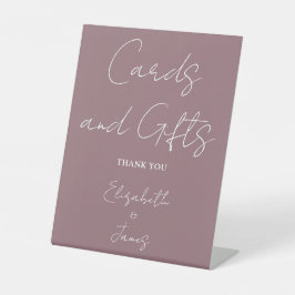 Mauve Minimalistische Script Kaarten En Cadeaus Reclamebord Met Voetstuk
