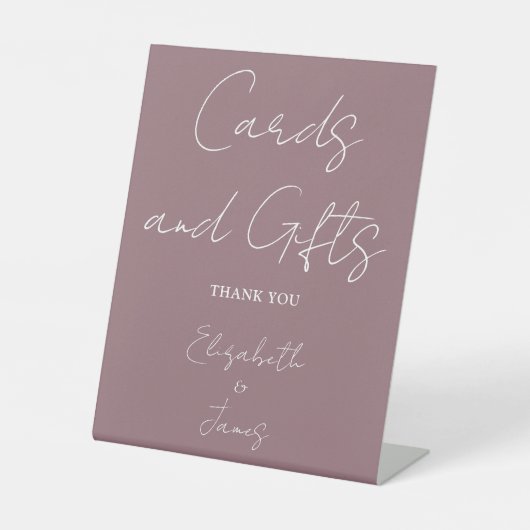 Mauve minimalistische script Kaarten en geschenken Reclamebord Met Voetstuk (Voorkant)
