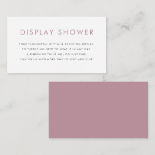 Mauve minimalistische typografie display douche informatiekaartje