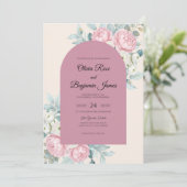 Mauve Mint Bloem Bruiloft Kaart (Staand voorkant)
