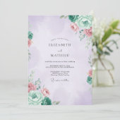 Mauve Mint Ranunculus Eucalyptus Bruiloft Kaart (Staand voorkant)