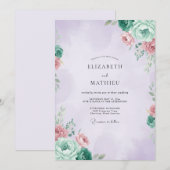Mauve Mint Ranunculus Eucalyptus Bruiloft Kaart (Voorkant / Achterkant)