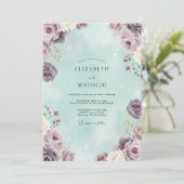 Mauve Mint Roze Bruiloft Kaart (Staand voorkant)