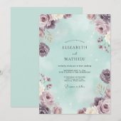 Mauve Mint Roze Bruiloft Kaart (Voorkant / Achterkant)