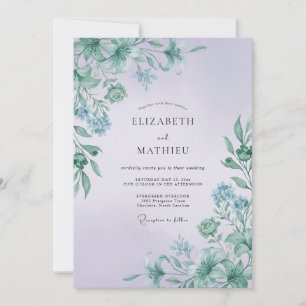 Mauve Mintige Blad Bruiloft Kaart