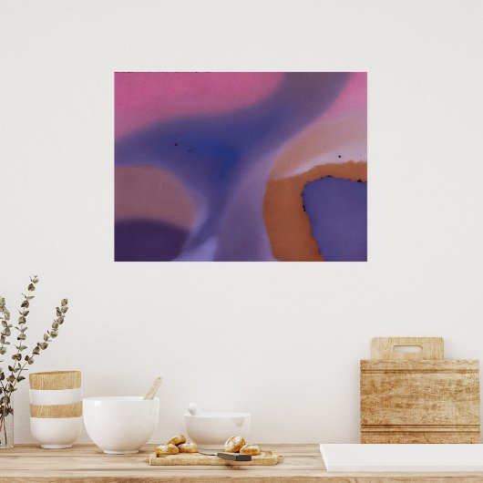 “Mauve Mirage Flow” – Abstract Roze Blauw Perzik Poster (Keuken)