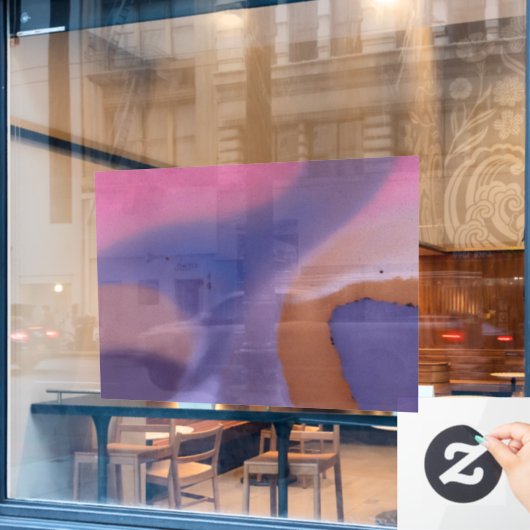 “Mauve Mirage Flow” – Abstract Roze Blauw Perzik Raamsticker (Cafe Raam)