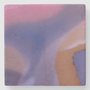 “Mauve Mirage Flow” – Abstract Roze Blauw Perzik Stenen Onderzetter