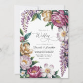 Mauve Mist, Champagne Gold & White Floral Wedding Kaart (Voorkant)