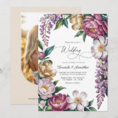 Mauve Mist, Champagne Gold & White Floral Wedding Kaart (Voorkant / Achterkant)