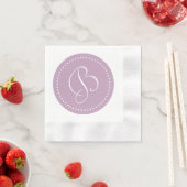 Mauve Mist/Witte Stip Monogram Servet (Insitu)