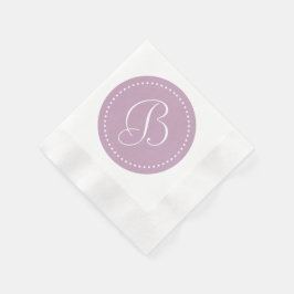 Mauve Mist/Witte Stip Monogram Servet