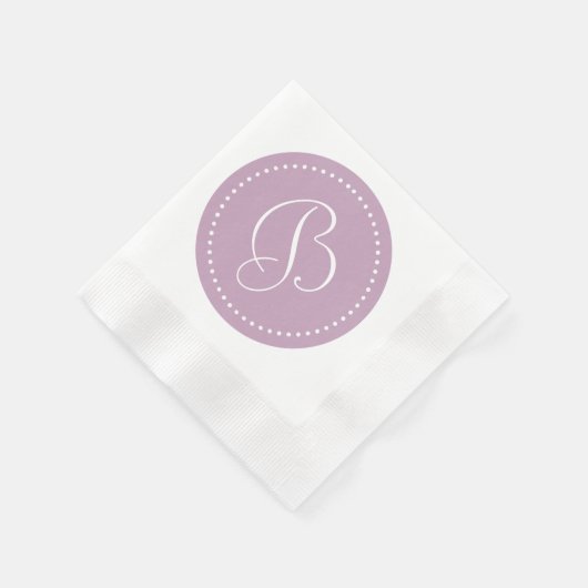 Mauve Mist/Witte Stip Monogram Servet (Hoek)